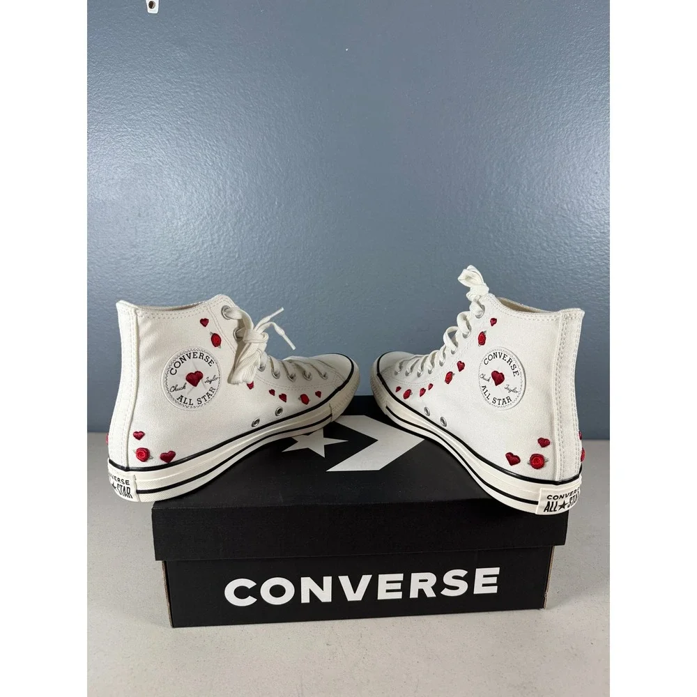 Converse Chuck Taylor All Star Hi Roses Hearts Vintage White A13650C Womens 10 - Picture 6 of 8